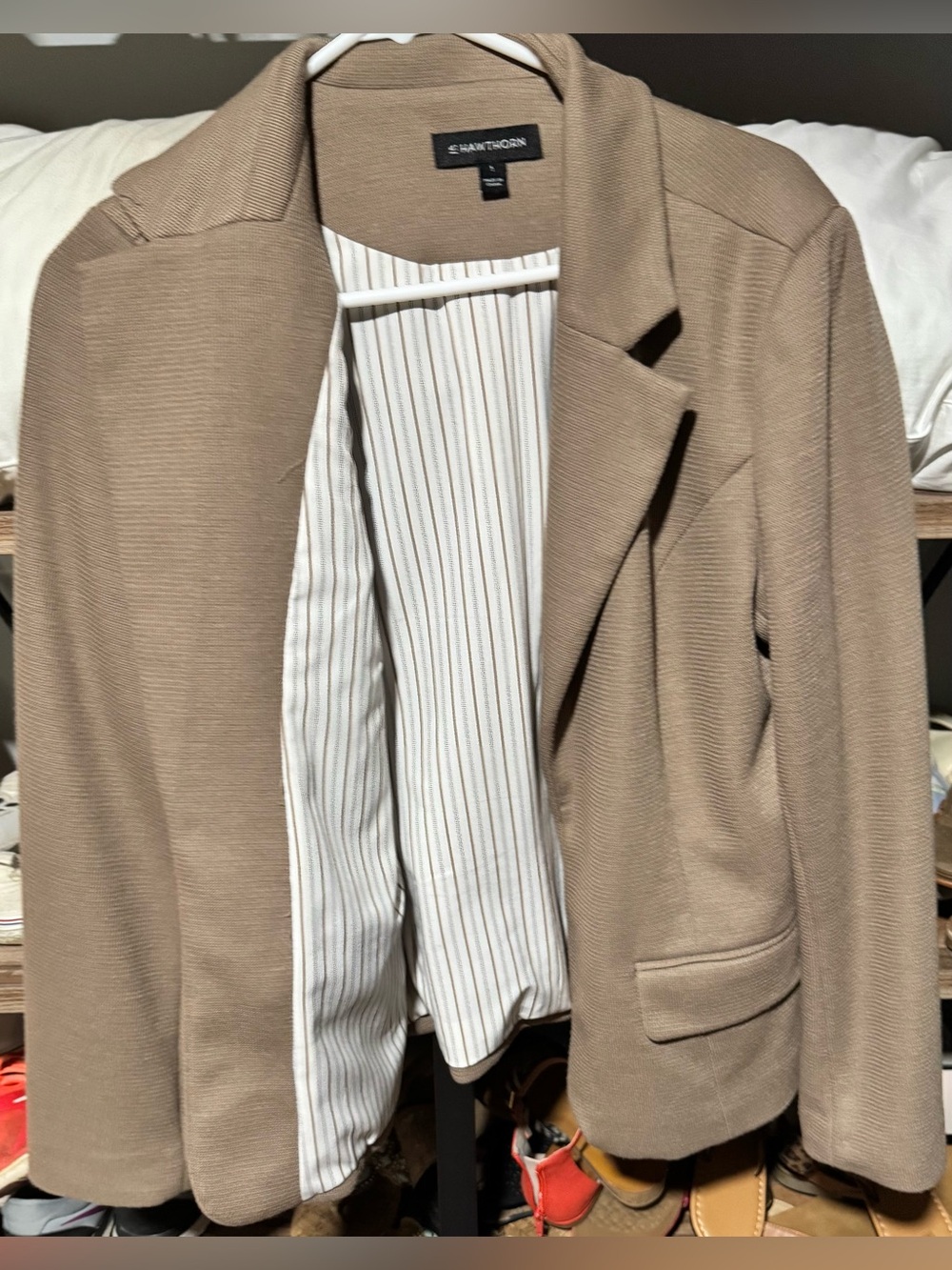 41 Hawthorn Beige Textured Open Blazer